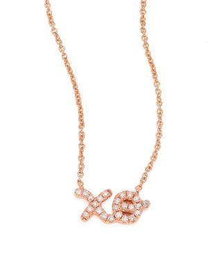 Sydney Evan Xo Diamond & 14k Rose Gold Pendant Necklace