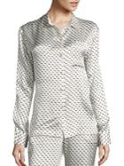 Asceno Printed Silk Satin Pajama Top