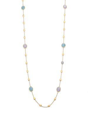 Marco Bicego Siviglia Diamond, Aquamarine, Chalcedony, 18k Yellow Gold & 18k White Gold Station Necklace