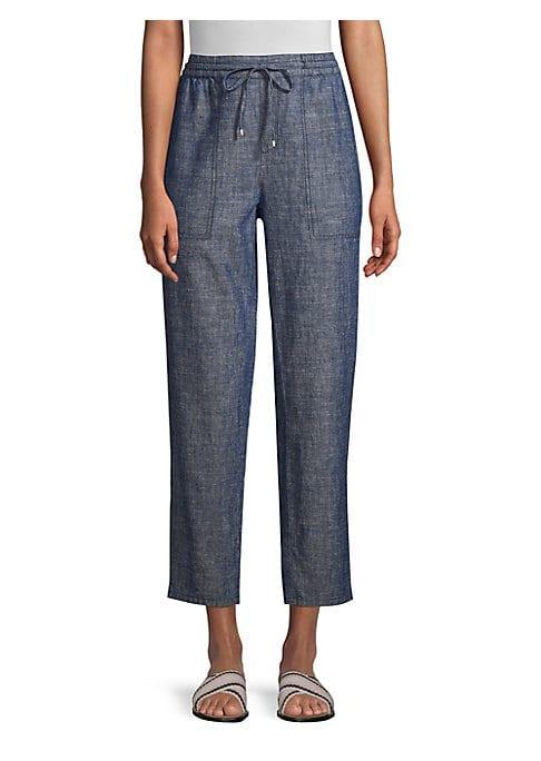 Eileen Fisher Organic Chambray Drawstring Ankle Pants