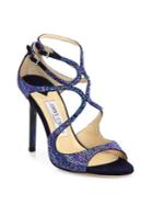 Jimmy Choo Lang 100 Memento Strappy Crystal & Suede Sandals