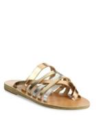 Ancient Greek Sandals Gaia Metallic Vachetta Leather Slide Sandals