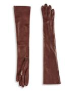 Saks Fifth Avenue Collection Long Grosgrain Leather Gloves