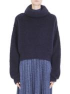 Carven Fuzzy Long Sleeve Knit Sweater
