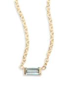 Zoe Chicco Aquamarine Baguette & 14k Yellow Gold Necklace