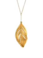 Aurelie Bidermann Swan Feather 18k Yellow Gold Pendant Necklace