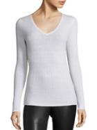 Saks Fifth Avenue Collection Ribbed Long Sleeve Cashmere Top