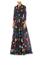 Carolina Herrera Embroidered Floral Trench Gown
