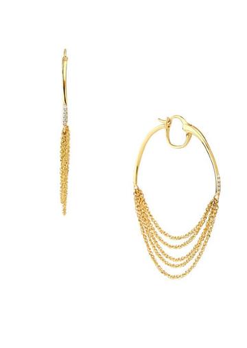 Celara 14k Yellow Gold Chain & Diamond Hoop Earrings