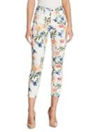 Jen7 By 7 For All Mankind Floral-print Cropped Sateen Skinny Jeans