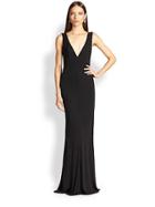 Abs Jersey Deep V-neck Gown