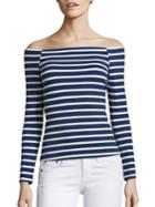 L'agence Cynthia Striped Off-the-shoulder Top