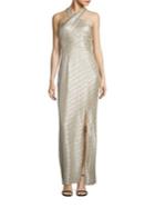 Laundry By Shelli Segal Metallic Halter Gown