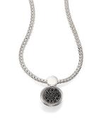 John Hardy Dot Black Sapphire & Sterling Silver Lava Round Pendant Necklace