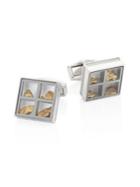 Tateossian Precious Window Diamonds, Gold Nuggets & Stainless Steel Cuff Links