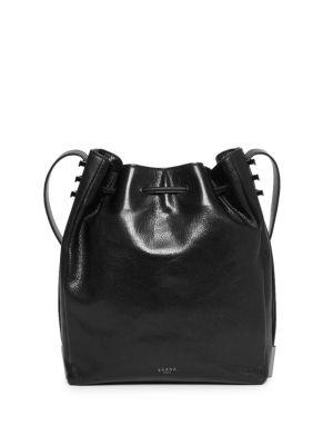 Luana Italy Cecilia Cinched Leather Drawstring Bag
