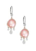 Meira T Rose Quartz, Rose Gold Mother-of-pearl & 18k Rose Gold Drop Earrings