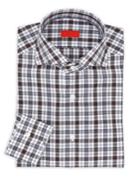 Isaia Checkered Cotton Regular-fit Dress Shirt