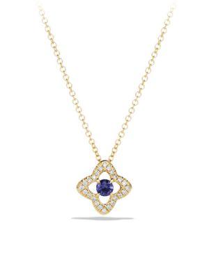 David Yurman Venetian Tanzania & Diamond Pave Quatrefoil Pendant Necklace