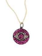 Nina Gilin Diamond & Ruby Evil Eye Pendant Necklace
