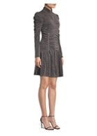 Rebecca Taylor Long-sleeve Ruched Metallic Dress