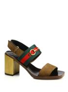 Gucci Querelle Suede & Wood Stripe Sandals