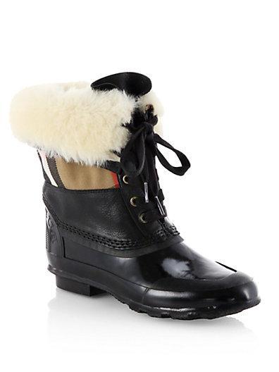 Burberry Danning Shearling Cuff Lace-up Boots