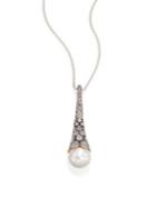John Hardy Dot 10.5mm White Pearl, Diamond & Sterling Silver Drop Pendant Necklace