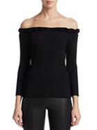 Saks Fifth Avenue Collection Ribbed Ruffle Top
