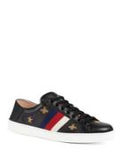 Gucci New Ace Foldback Bee Leather Sneakers