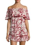 Red Carter Off-the-shoulder Cotton Cover Up Dress