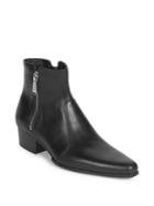 Balmain Double Side Zip Leather Ankle Boots