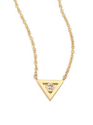 Sydney Evan Bezel Triangle Diamond & 14k Yellow Gold Pendant Necklace