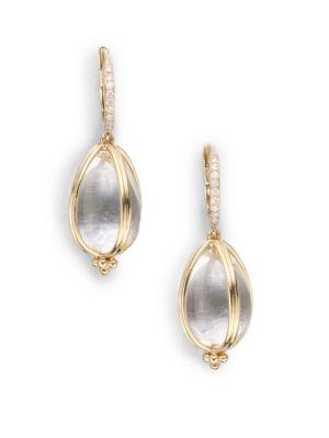Temple St. Clair Classic Rock Crystal, Diamond & 18k Yellow Gold Amulet Drop Earrings
