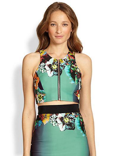 Milly Sea Blossom Zip Crop Top