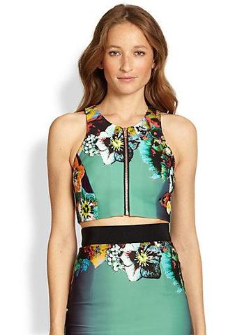 Milly Sea Blossom Zip Crop Top