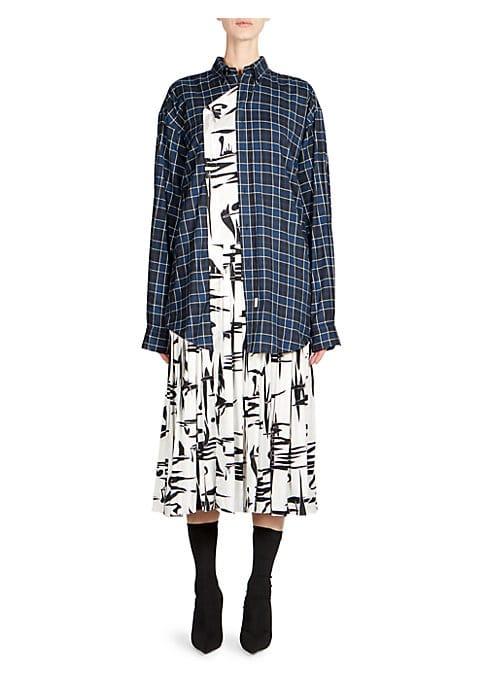 Balenciaga Mixed Print Layered Midi Dress