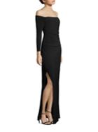 Laundry By Shelli Segal Ruched Off-the-shoulder Gown