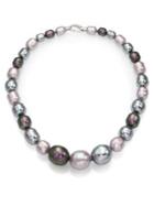 Majorica 10mm-20mm Multicolor Baroque Pearl & Sterling Silver Graduated Strand Necklace/18