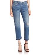 Levi's Distressed Cropped Cotton Jeans