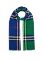Burberry Colorblock Check Wool & Silk Scarf