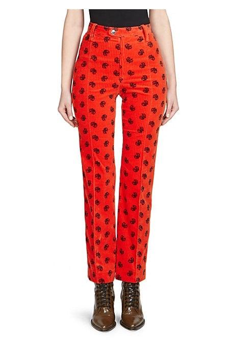 Chloe Embroidered Corduroy Trousers