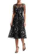 Teri Jon By Rickie Freeman Embroidered Floral Fit-&-flare Dress