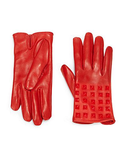 Valentino All Over Studs Leather Gloves