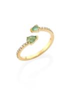 Paige Novick Tplt Asymmetrical Diamond, Emerald & 18k Yellow Gold Ring
