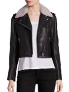 Doma Shearling Collar Leather Moto Jacket