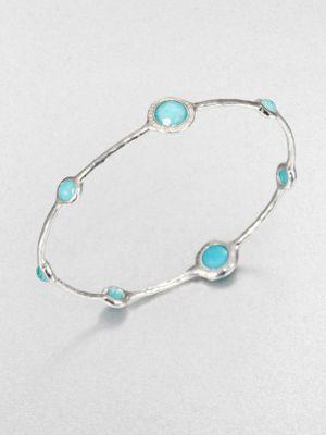 Ippolita Stella Turquoise, Mother-of-pearl, Diamond & Sterling Silver Doublet Bangle Bracelet