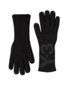 Y-3 Logo Print Ribbed Gloves