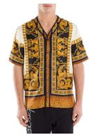 Versace Baroque Leopard Silk Button-down Shirt