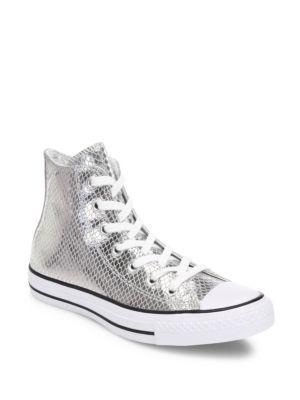 Converse Chuck Taylor All-star Snake-print Metallic Leather High-top Sneakers